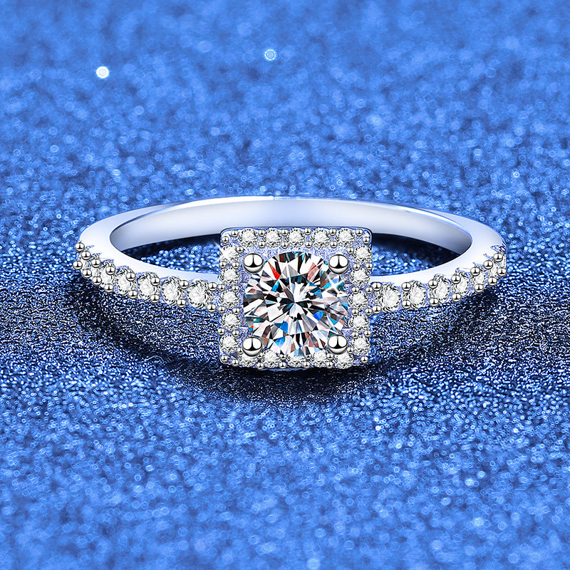 [Super CiCi]DAINTY SUGAR-CUBE MOISSANITE RING