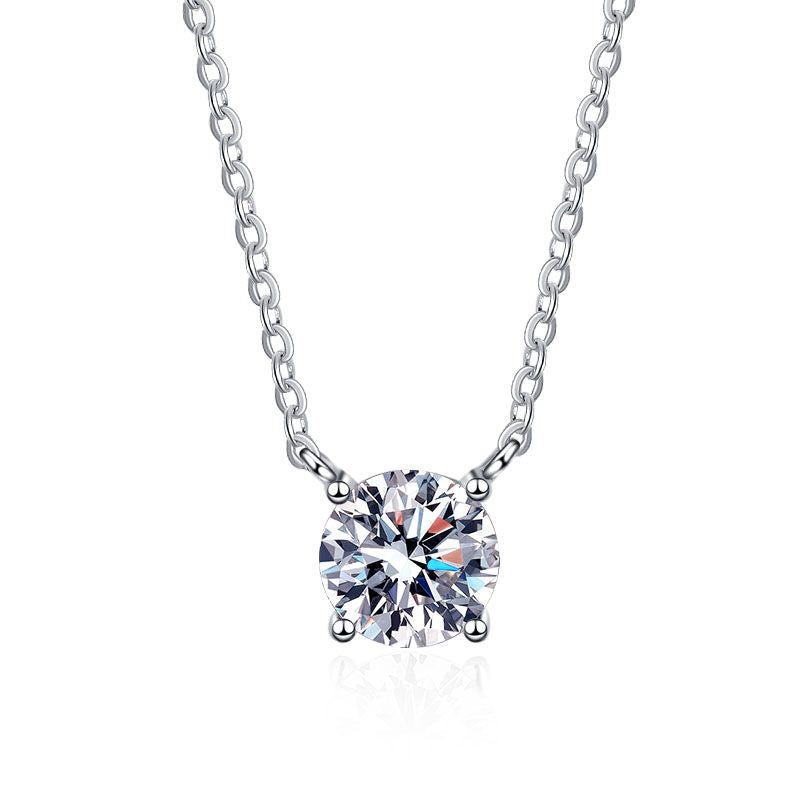 [Super CiCi]CLASSIC FOUR-PRONG SOLITAIRE MOISSANITE NECKLACE