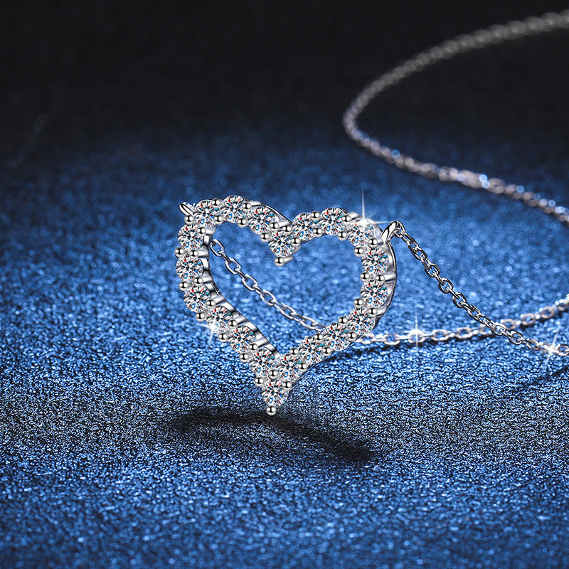 [Super CiCi]ROMANTIC HEART MOISSANITE PENDANT NECKLACE