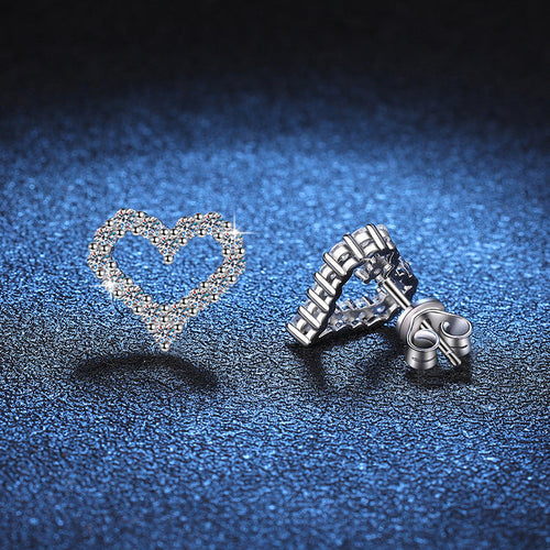 [Super CiCi]SPARKLING HEART-SHAPED MOISSANITE STUD EARRINGS