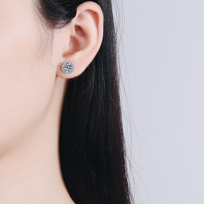 [Super CiCi]CLASSIC 4-PRONG ROUND MOISSANITE STUD EARRINGS