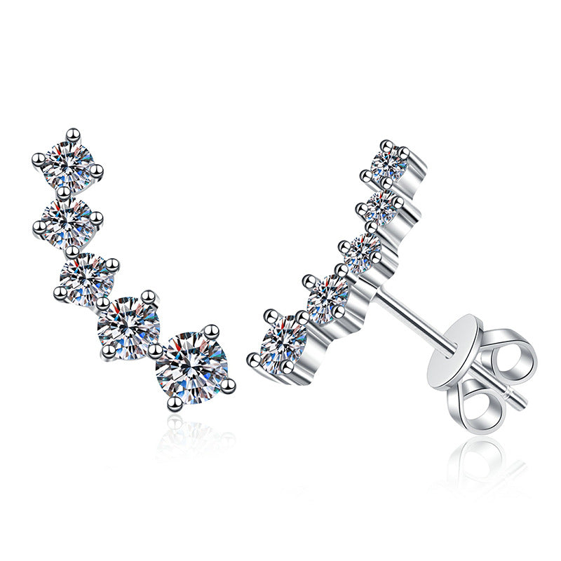 [Super CiCi]SPARKLING SMILE ARC MOISSANITE STUD EARRINGS