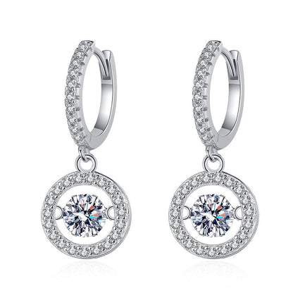 [Super CiCi]DANCING MOISSANITE HALO DROP HOOP EARRINGS