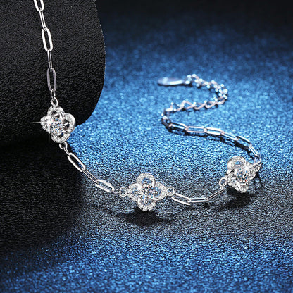 [Super CiCi]TRIPLE-CLOVER MOISSANITE BRACELET