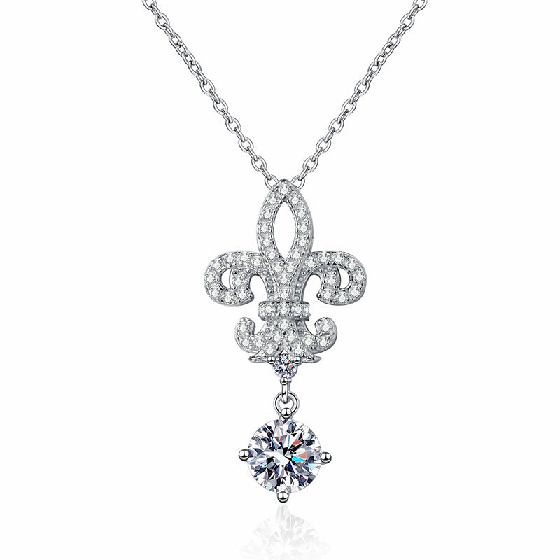 [Super CiCi]ROYAL FLEUR-DE-LIS MOISSANITE PENDANT NECKLACE