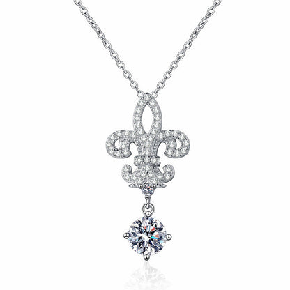 [Super CiCi]ROYAL FLEUR-DE-LIS MOISSANITE PENDANT NECKLACE