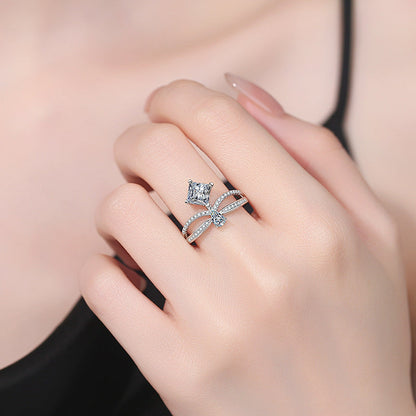 [Super CiCi]ELEGANT DOUBLE-TWISTED MOISSANITE RING