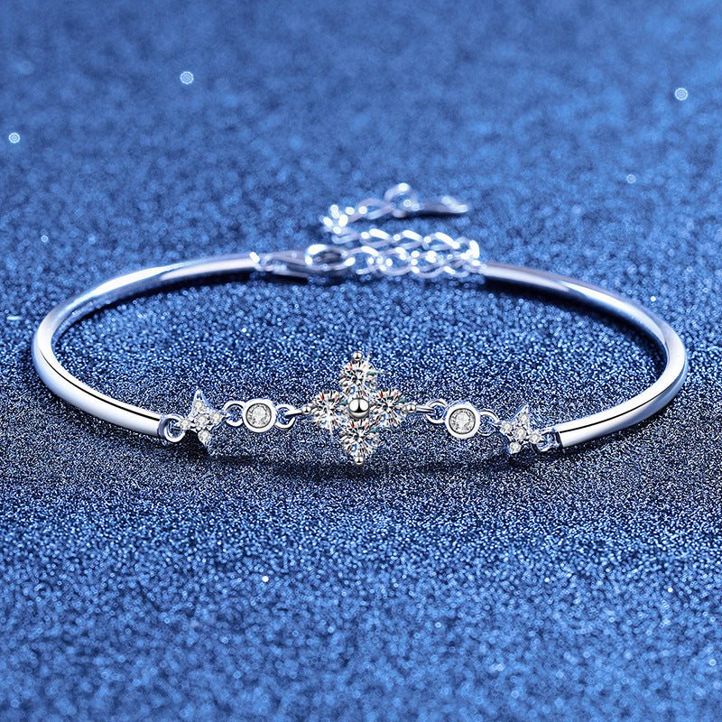 [Super CiCi]CLOVER & TWIN-STAR MOISSANITE BRACELET