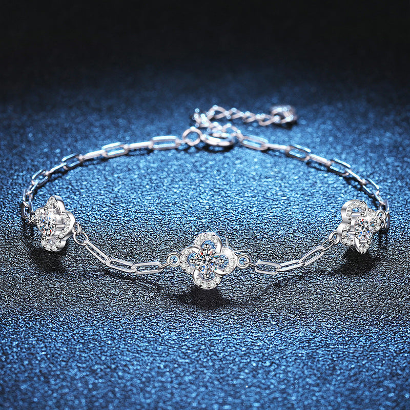 [Super CiCi]TRIPLE-CLOVER MOISSANITE BRACELET
