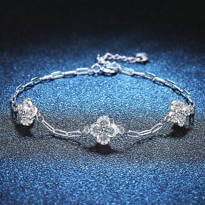 [Super CiCi]TRIPLE-CLOVER MOISSANITE BRACELET