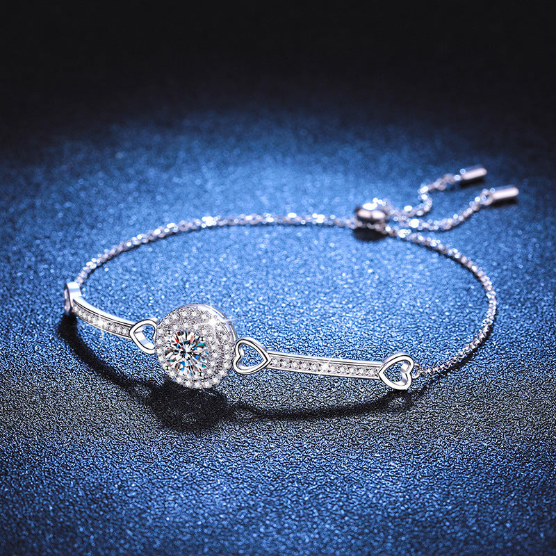 [Super CiCi]INTERLOCKING HEART & CIRCLE MOISSANITE BRACELET