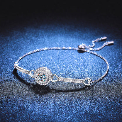 [Super CiCi]INTERLOCKING HEART & CIRCLE MOISSANITE BRACELET