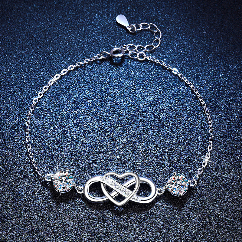 [Super CiCi]DOUBLE-STONE "LOVE LINK" MOISSANITE BRACELET