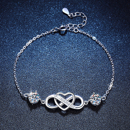 [Super CiCi]DOUBLE-STONE "LOVE LINK" MOISSANITE BRACELET