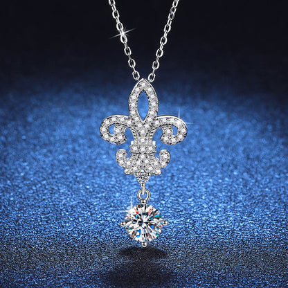 [Super CiCi]ROYAL FLEUR-DE-LIS MOISSANITE PENDANT NECKLACE