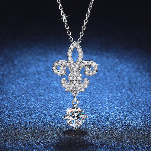 [Super CiCi]ROYAL FLEUR-DE-LIS MOISSANITE PENDANT NECKLACE