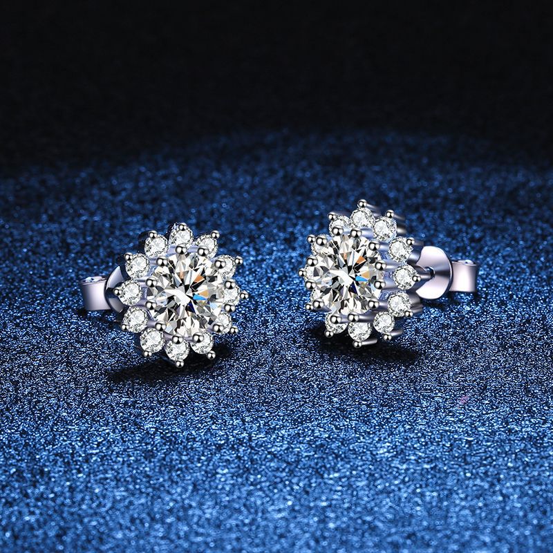 [Super CiCi]BLOOMING SUNFLOWER MOISSANITE STUD EARRINGS