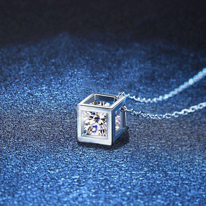 [Super CiCi]GEOMETRIC SUGAR-CUBE MOISSANITE NECKLACE