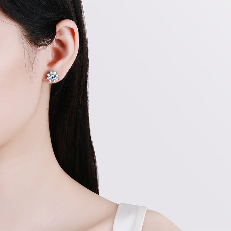 [Super CiCi]RADIANT SUNFLOWER MOISSANITE STUD EARRINGS