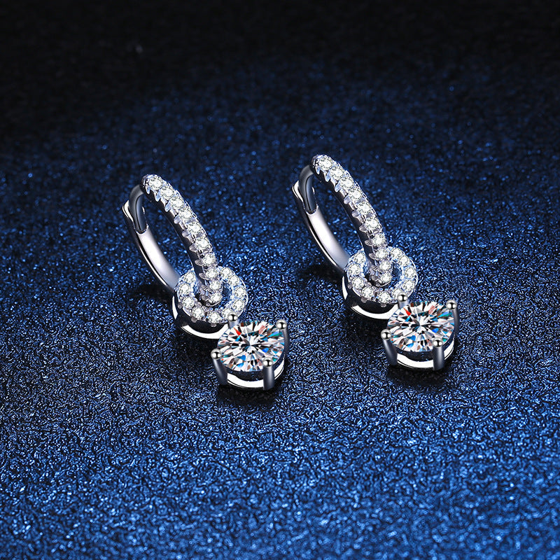 [Super CiCi]INTERLOCKING DOUBLE RING MOISSANITE DROP EARRINGS