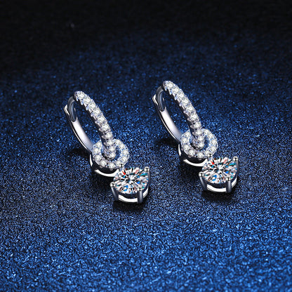 [Super CiCi]INTERLOCKING DOUBLE RING MOISSANITE DROP EARRINGS