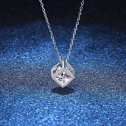 [Super CiCi]GEOMETRIC SUGAR-CUBE MOISSANITE NECKLACE