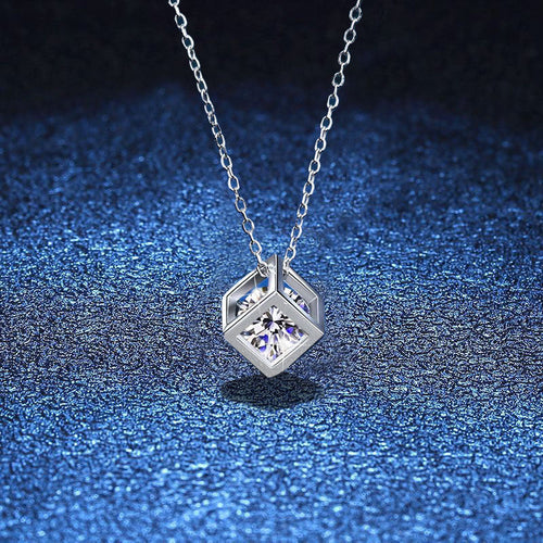 [Super CiCi]GEOMETRIC SUGAR-CUBE MOISSANITE NECKLACE