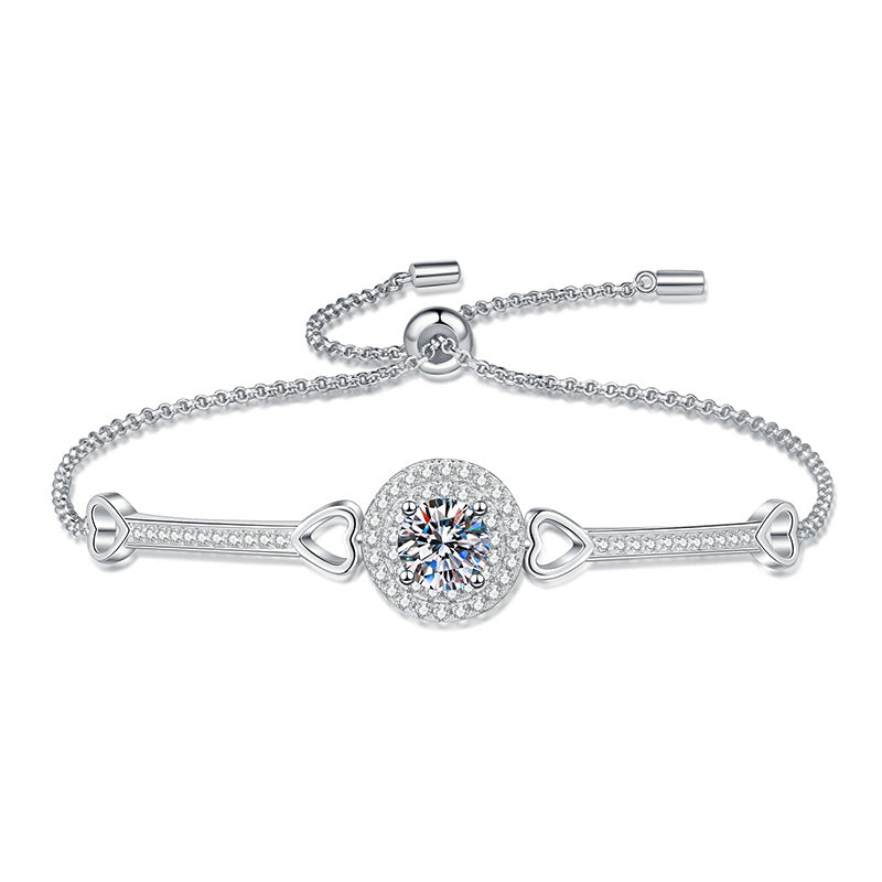 [Super CiCi]INTERLOCKING HEART & CIRCLE MOISSANITE BRACELET