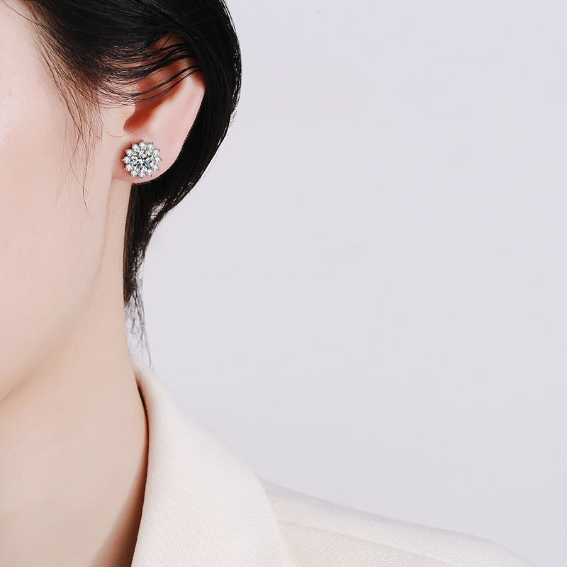 [Super CiCi]BLOOMING SUNFLOWER MOISSANITE STUD EARRINGS
