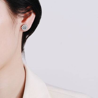 [Super CiCi]BLOOMING SUNFLOWER MOISSANITE STUD EARRINGS