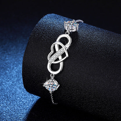 [Super CiCi]DOUBLE-STONE "LOVE LINK" MOISSANITE BRACELET