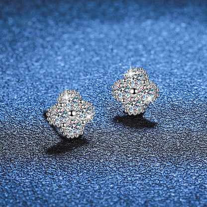 [Super CiCi]ELEGANT FOUR-LEAF CLOVER MOISSANITE STUD EARRINGS