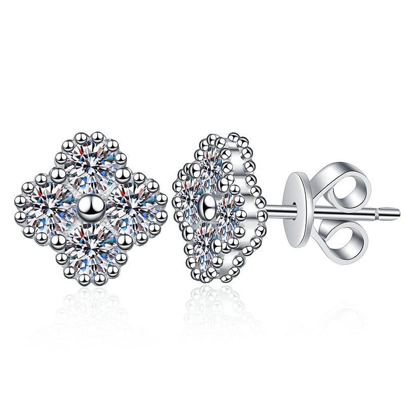 [Super CiCi]ELEGANT FOUR-LEAF CLOVER MOISSANITE STUD EARRINGS