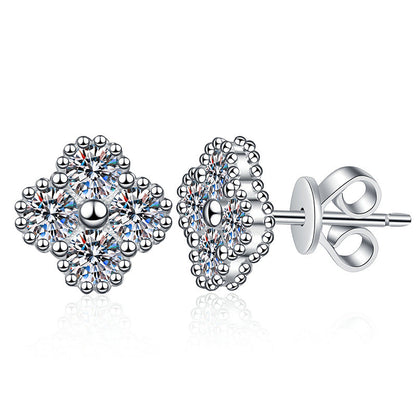 [Super CiCi]ELEGANT FOUR-LEAF CLOVER MOISSANITE STUD EARRINGS