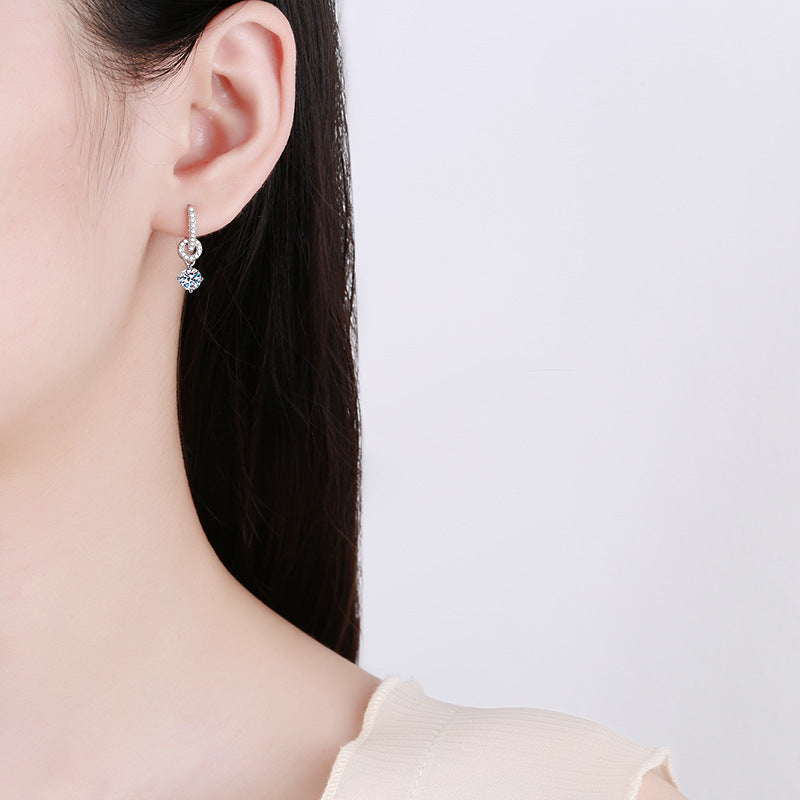 [Super CiCi]INTERLOCKING DOUBLE RING MOISSANITE DROP EARRINGS