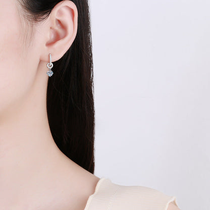 [Super CiCi]INTERLOCKING DOUBLE RING MOISSANITE DROP EARRINGS
