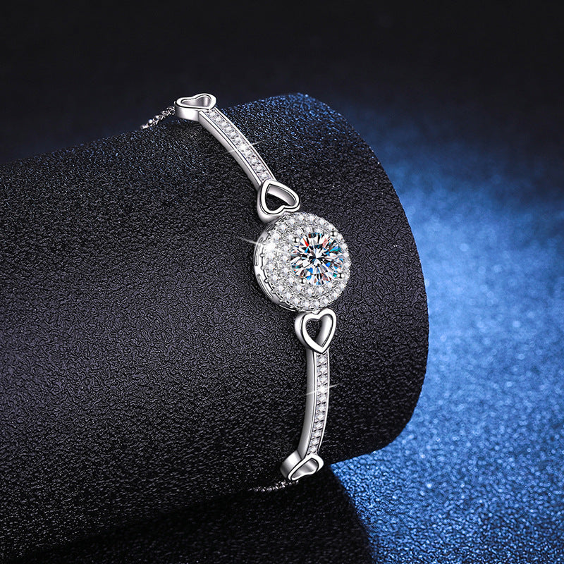 [Super CiCi]INTERLOCKING HEART & CIRCLE MOISSANITE BRACELET