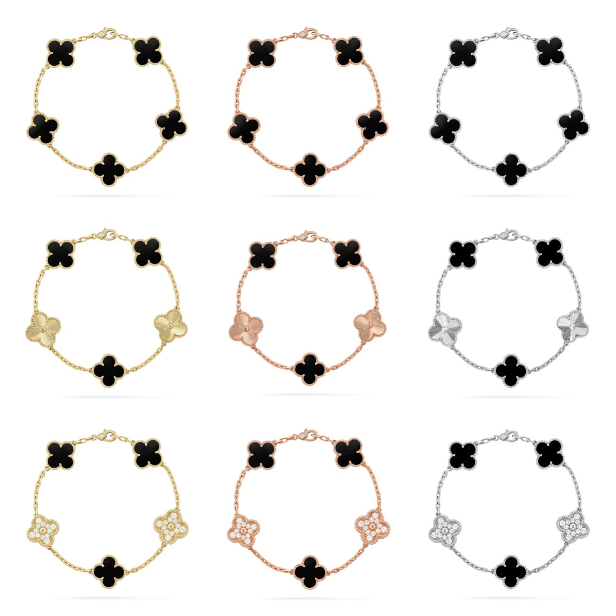 [Super CiCi ] CLOVER 5 MOTIF ONYXS BRACELET COLLECTION