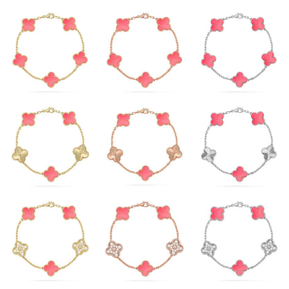[Super CiCi ] CLOVER 5 MOTIFS  PINK MOP BRACELET COLLECTION
