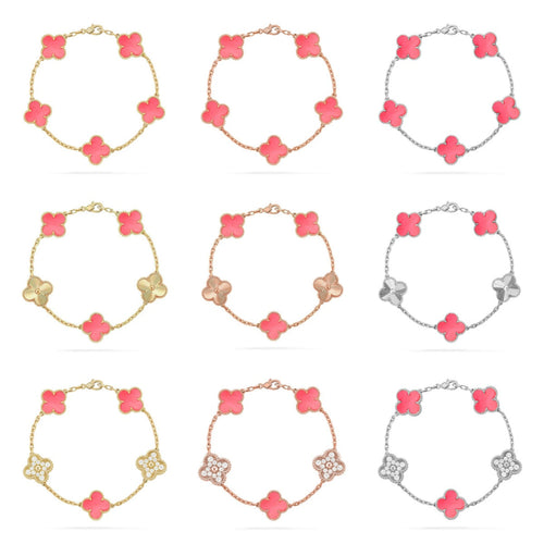 [Super CiCi ] CLOVER 5 MOTIFS  PINK MOP BRACELET COLLECTION
