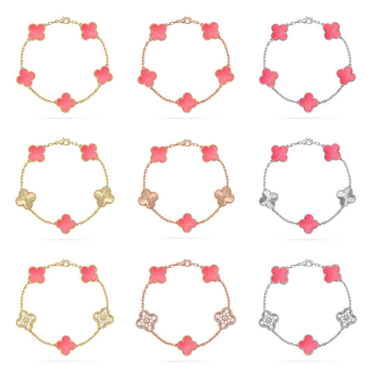 [Super CiCi ] CLOVER 5 MOTIFS  PINK MOP BRACELET COLLECTION