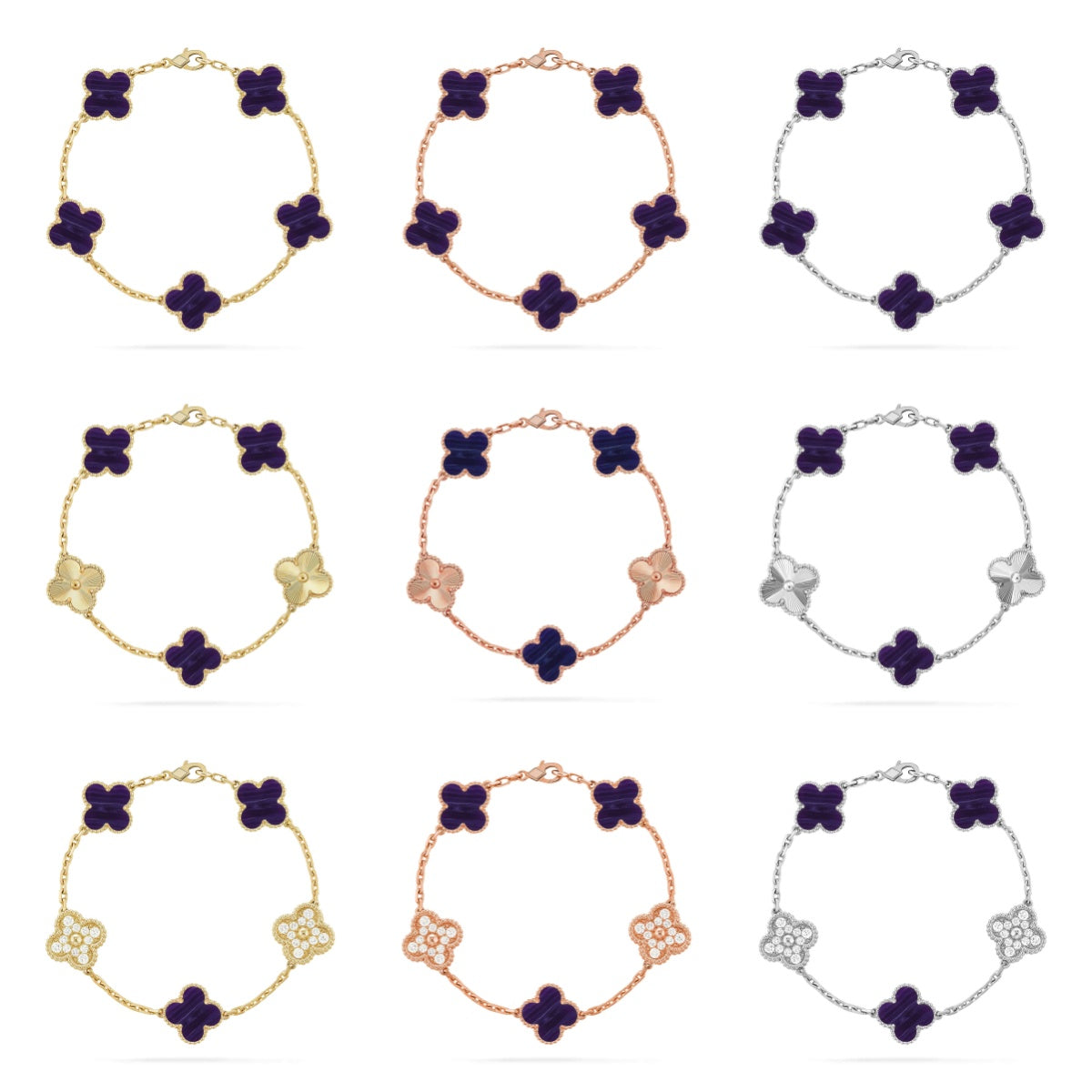 [Super CiCi ]CLOVER 5 MOTIF PURPLE STRIPES BRACELET COLLECTION