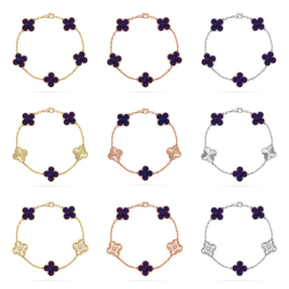 [Super CiCi ]CLOVER 5 MOTIF PURPLE STRIPES BRACELET COLLECTION