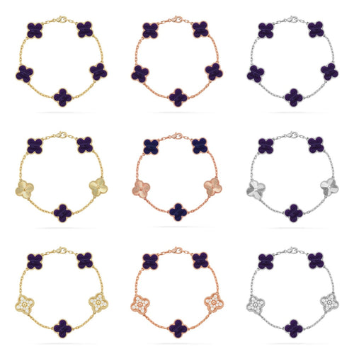 [Super CiCi ]CLOVER 5 MOTIF PURPLE STRIPES BRACELET COLLECTION