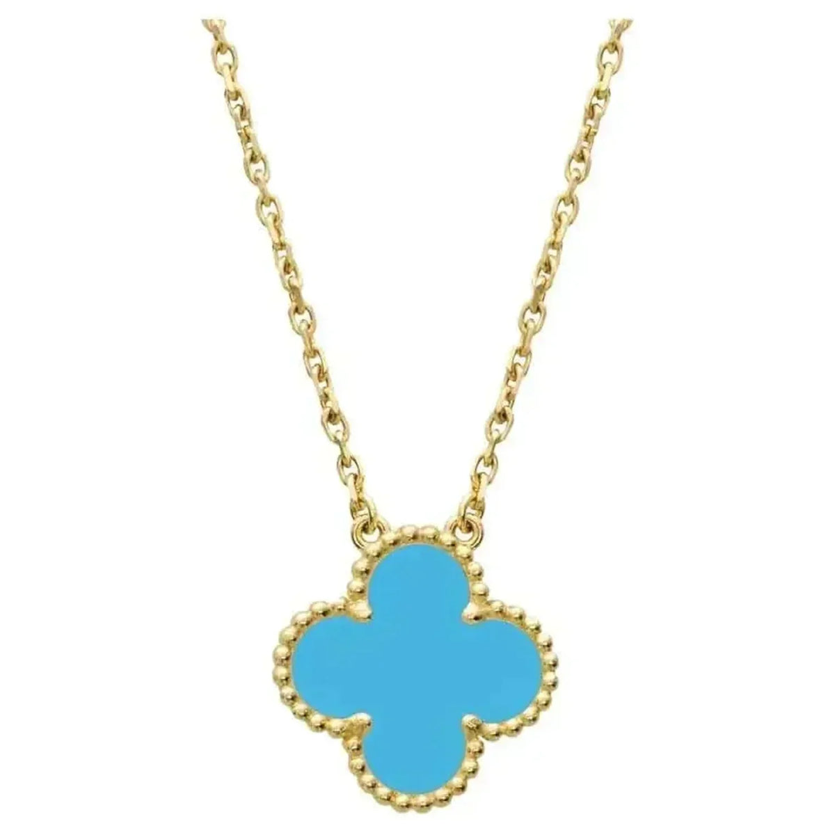 [Super CiCi ]CLOVER 15MM VINTAGE TURQUOISE NECKLACE