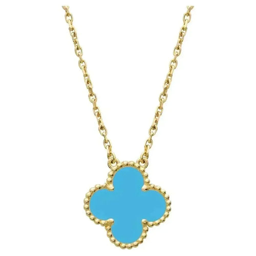 [Super CiCi ]CLOVER 15MM VINTAGE TURQUOISE NECKLACE