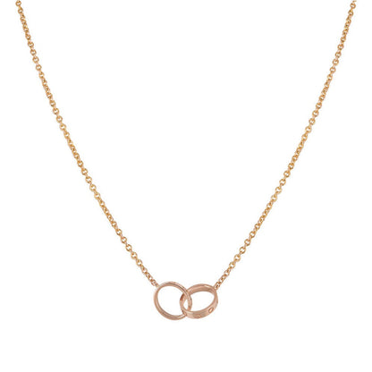[Super CiCi ]LOVE NECKLACE DOUBLE RING PINK GOLD