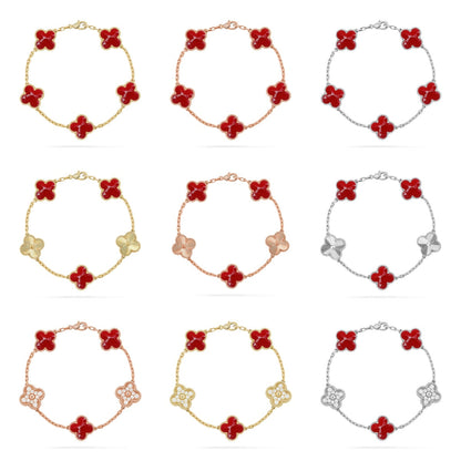 [Super CiCi ]CLOVER 5 MOTIF RED PATTERN BRACELET COLLECTION