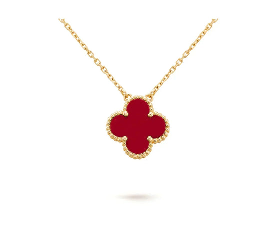[Super CiCi ]CLOVER 15MM CARNELIAN SINGLE FLOWER NECKLACE
