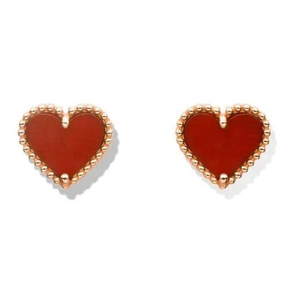 [Super CiCi ]HEART CARNELIAN STUD EARRINGS